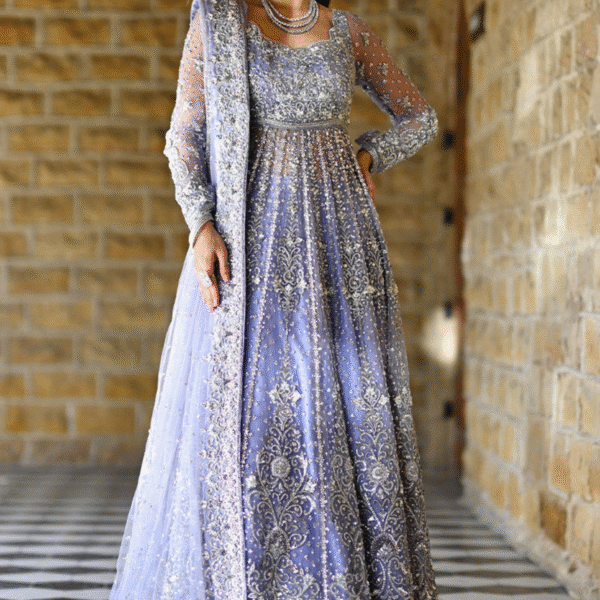 silver sequins handwork dabka Bridal dress