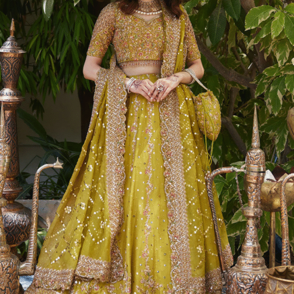 Lime Green Embellished Lehenga Choli